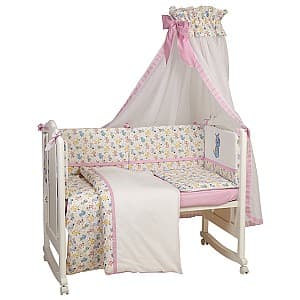 Lenjerie de pat pentru copii Polini Kids Dogs 7 unități Pink