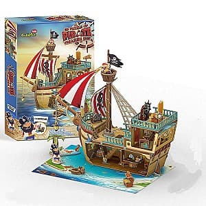 Puzzle CubicFun Corabia piraților cu comori