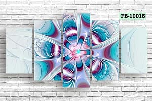Tablou multicanvas Art.Desig Turquoise Fractal Flower Pattern FB-10013