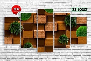 Tablou multicanvas Art.Desig Wooden Block with Green Gras Decorative FB-10023