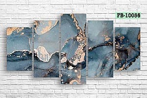 Tablou multicanvas Art.Desig Dark blue abstract stains with gilding FB-10056