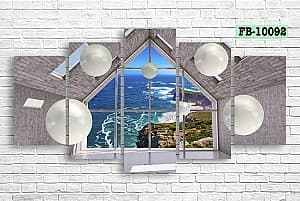 Модульная картина Art.Desig 3D туннель и шары с видом на море FB-10092