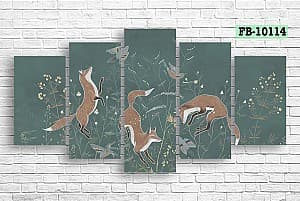 Tablou multicanvas Art.Desig Foxes and birds FB-10114