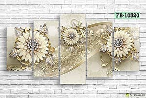 Tablou multicanvas Art.Desig Flowers with diamonds FB-10320