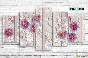 Tablou multicanvas Art.Desig Purple flowers FB-10420
