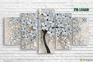 Tablou multicanvas Art.Desig Trees with white flowers FB-10428
