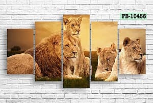 Tablou multicanvas Art.Desig The lion with his family FB-10456