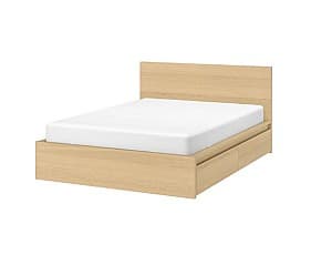 Кровать IKEA Malm oak veneer white 160×200 см (4 ящика для хранения)