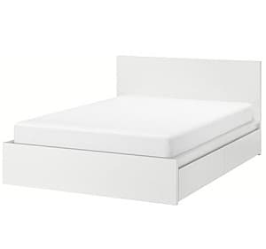 Кровать IKEA Malm White Lonset 160×200 см (4 ящика для хранения)