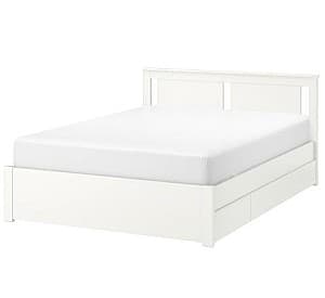 Кровать IKEA Songesand White Lonset, 160×200 cm (4 ящика для хранения)