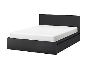 Кровать IKEA Malm  black-brown/Lonset180x200 см (2ящики для хранения)