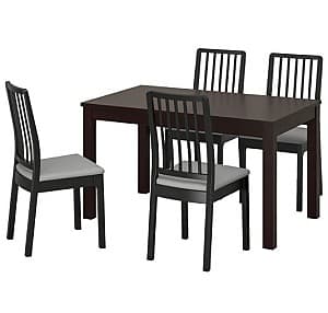 Набор стол и стулья IKEA Laneberg/Ekedalen Brown/ Black Gray (4 стулья )