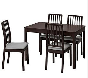 Set de masa si scaune IKEA Ekedalen/ Ekedalen Dark Brown Orrsta -gray (4 scaune)