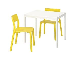 Набор стол и стулья IKEA Vangsta / Janinge white-yellow (2 стулья)