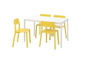 Набор стол и стулья IKEA Melltorp / Janinge white-yellow (4 стулья)