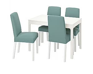 Set de masa si scaune IKEA Ekedalen/Bergmund  White/Ljungen light green 120/180 cm (4 scaune)