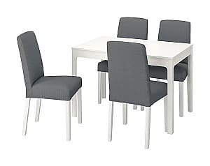 Набор стол и стулья IKEA Ekedalen / Bergmund White/Nykvarn Gray/White 120/180 см