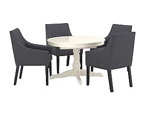 Set de masa si scaune IKEA Ingatorp/Sakarias black/Sporda dark grey110/155 cm (4 scaune)