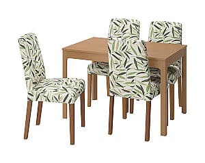 Set de masa si scaune IKEA Ekedalen / Bergmund oak look /Fagelfors multicolour 120/180 cm (4 scaune)