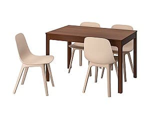 Set de masa si scaune IKEA Ekedalen / Odger brown / white beige 120/180 cm (4 scaune)