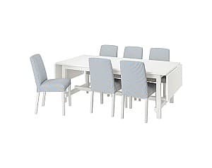 Set de masa si scaune IKEA Nordviken/Bergmund white/Rommele white/white 210/289 cm ( 6 scaune)