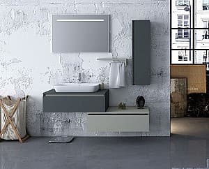 Комплект мебели для ванной Nplus Baco 160 белый/металлический антрацит
