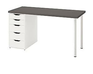 Офисный стол IKEA Lagkapten/Alex gray/white 140x60 см