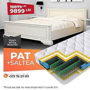 Pat Yasen White 1.6 m + Saltea Salt Confort Clasic 160x200
