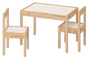Masa de scris IKEA Latt (+2 scaune) White/Pine