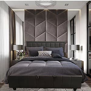 Кровать Alcantara Fisher  Grey Leather 1600x2000 mm