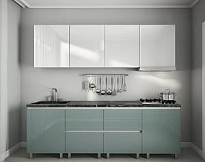Кухонный гарнитур PS Gola-2 2.4 m High Gloss Green+Grey