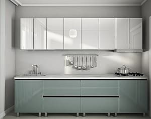 Кухонный гарнитур PS Gola-4 2.8 m High Gloss Green+Grey