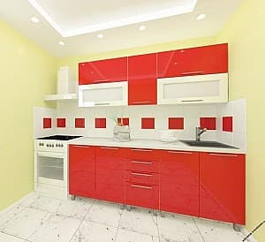 Кухонный гарнитур PS Лена 2м (вверх) High gloss Red