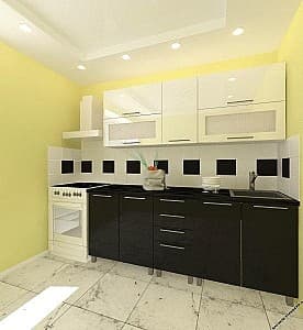 Кухонный гарнитур PS Лена 2м (вверх) High gloss Bianco/Black