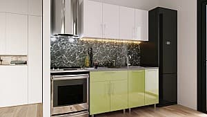 Кухонный гарнитур PS Мини (High Gloss) 1.6 m White/Green