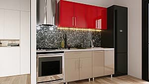 Кухонный гарнитур PS Мини (High Gloss) 1.6 м Red/Cappuccino