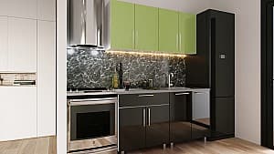 Кухонный гарнитур PS Mini (High Gloss) 1.6 m Green/Black