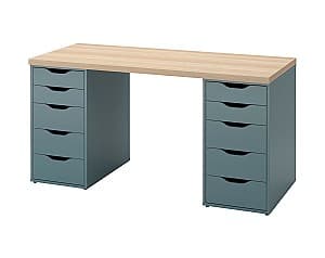 Masa de birou IKEA Lagkapten / Alex antique oak/gray-turquoise 140x60 cm