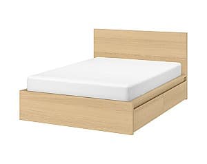 Кровать IKEA Malm furnir oak veneer white/Lonset 180x200 см (4 ящика для хранения)