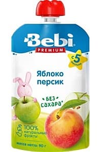 Пюре для детей Bebi Premium яблоки/персики (5 м+) 90 гр