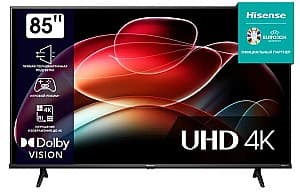 Televizor Hisense 85A6K, Smart TV, 4K Ultra HD, 85 inch (216 cm), DLED, 3840x2160, VIDAA, Wi-Fi