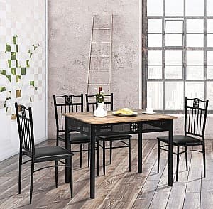 Набор стол и стулья Costway HW66276BK (Wood/Black)
