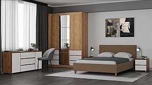Dormitor ML Mobila Nais Stejar Auriu/Alb, Modern