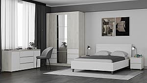 Dormitor ML Mobila Nais Stejar Kraft Alb/Alb, Modern