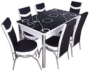 Набор стол и стулья VLM Kelebek II 2393 (6 стульев Merchan Black/White)