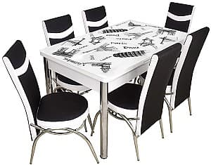 Набор стол и стулья VLM Kelebek II 0316 (6 стульев Merchan Black/White)