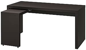 Masa de birou IKEA Malm cu tablie culisanta 151x65 cm Negru-maro