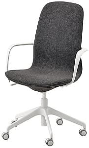 Офисное кресло IKEA Langfjall вращающееся с подлокотниками/высокая спинка Темно-серый/Белый