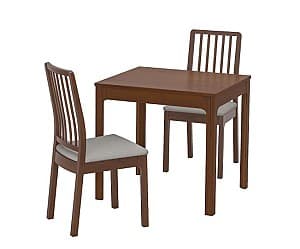 Set de masa si scaune IKEA Ekedalen / Ekedalen brown / Orrsta gray (2 scaune)