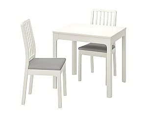 Набор стол и стулья IKEA Ekedalen/Ekedalen  white/Orrsta gray